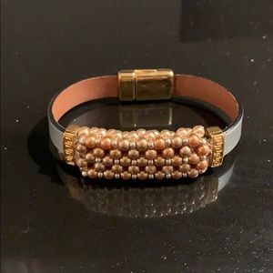 Swarovski pearl and leather bracelet